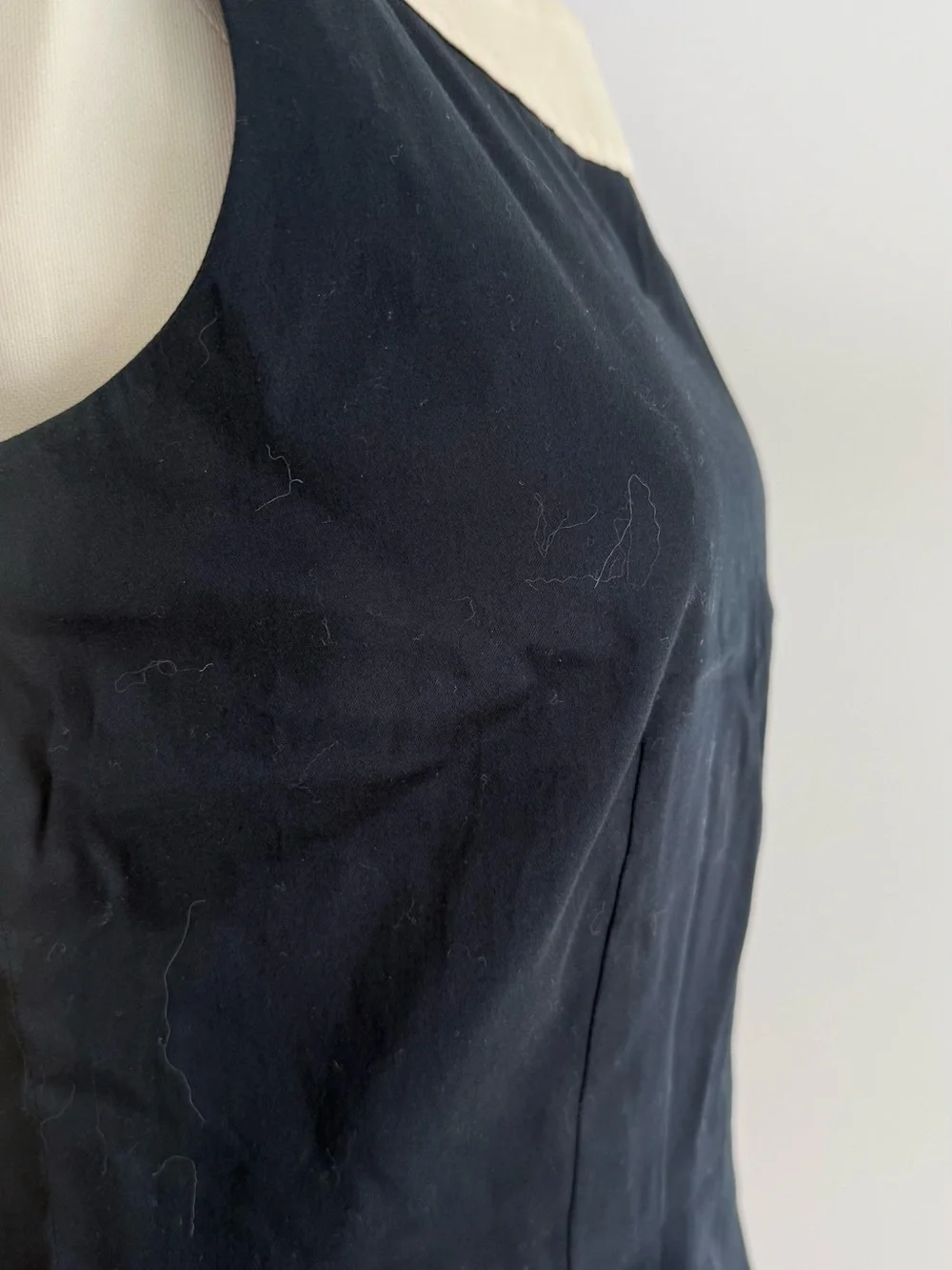kate spade Black Sleeveless Peplum Top with Cream Trim